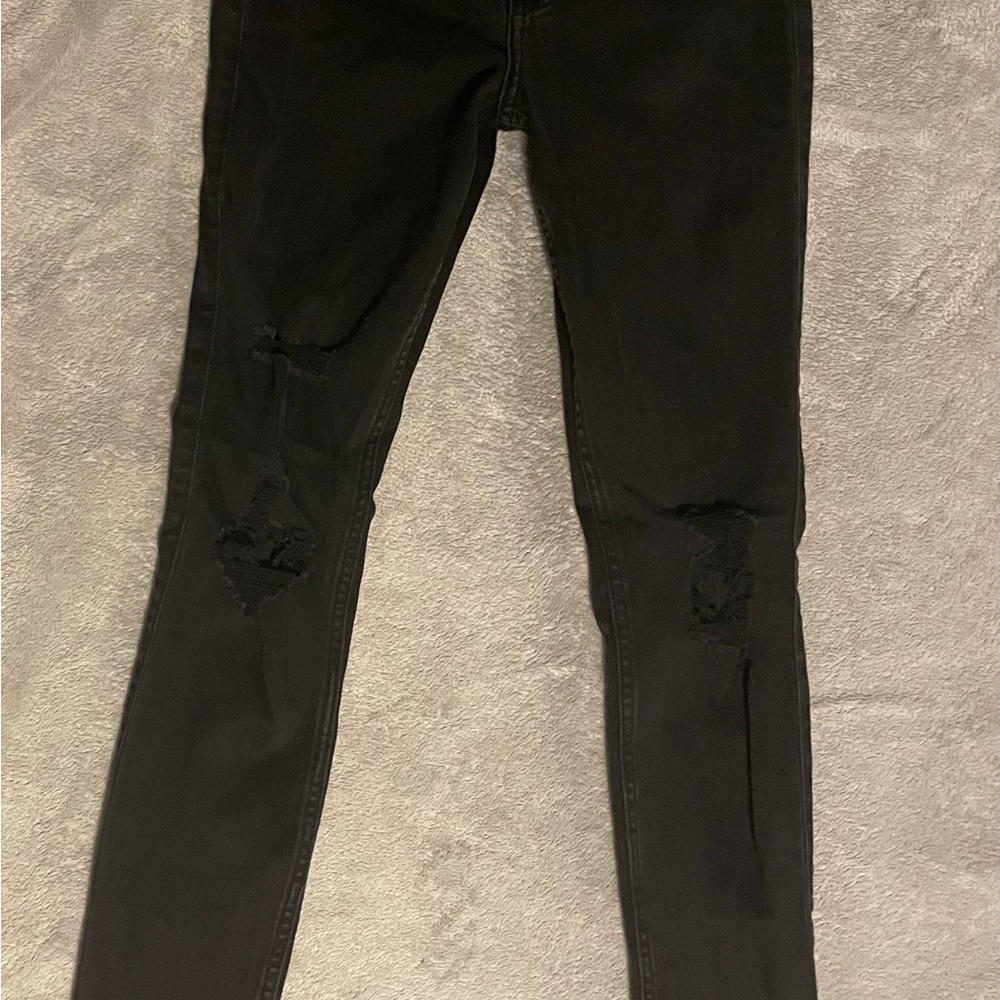 Womens Black distressed skinny jeans Hollister